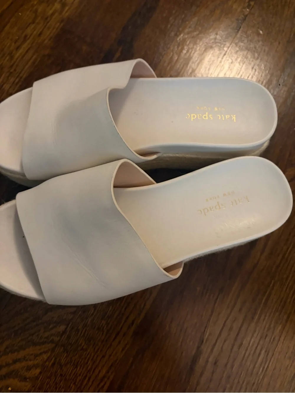 kate spade Cream Espadrille Platform Slide Sandals